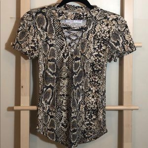 Snake Patterned V Neck